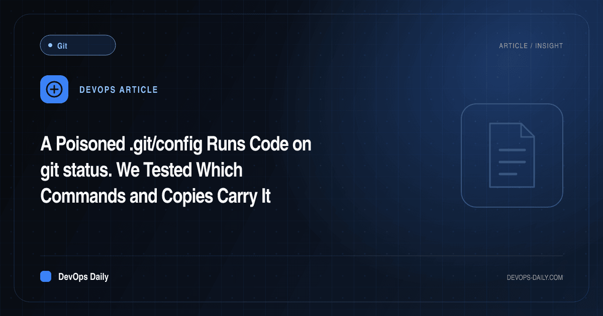 A Poisoned .git/config Runs Code on git status. We Tested Which Commands and Copies Carry It